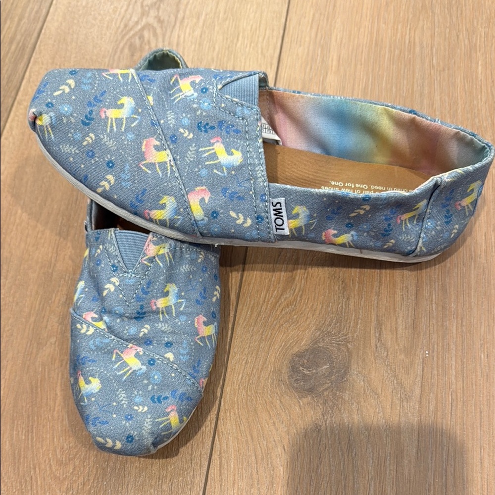 TOMS Kids Blue Unicorn Shoes